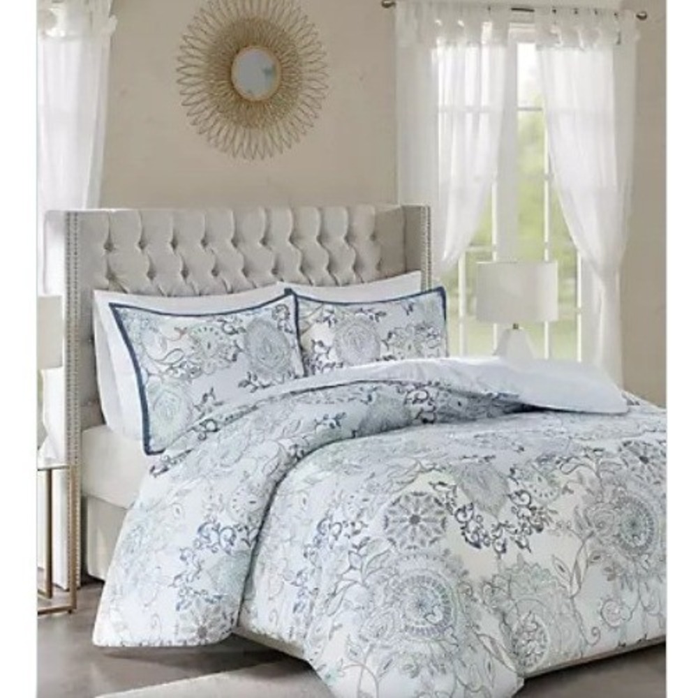 Madison Park IslalLole 3 Piece Duvet Cover Set Full Queen Blue Paisley